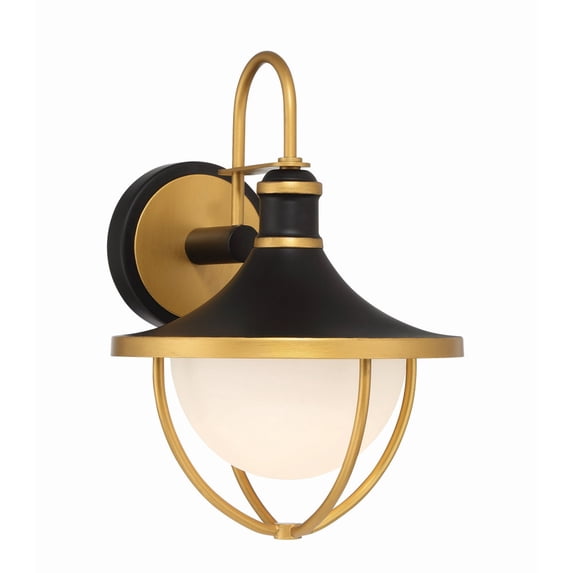 Crystorama Atlas 1 Light Matte Black and Textured Gold Outdoor Sconce - 9.75"W x 13.5"H x 11"D