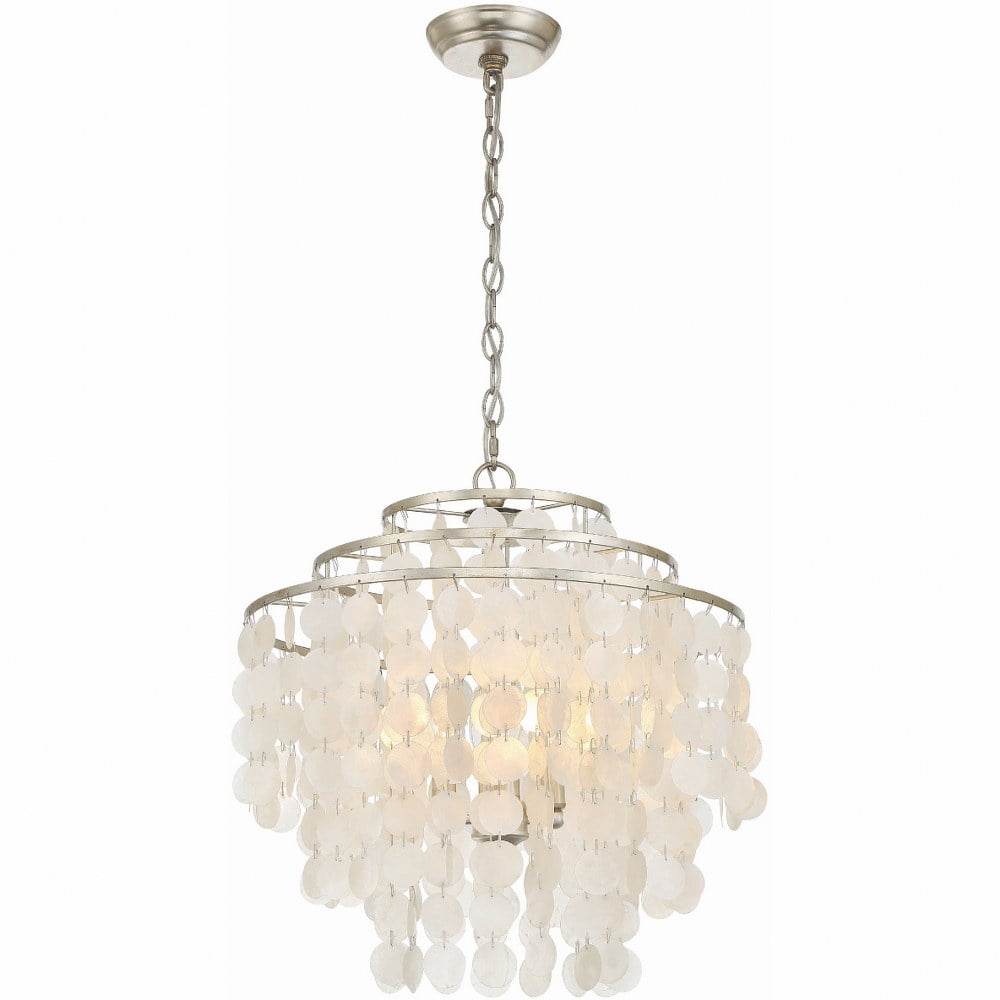 Antique Silver Mini 4-Light Crystal Candle Chandelier