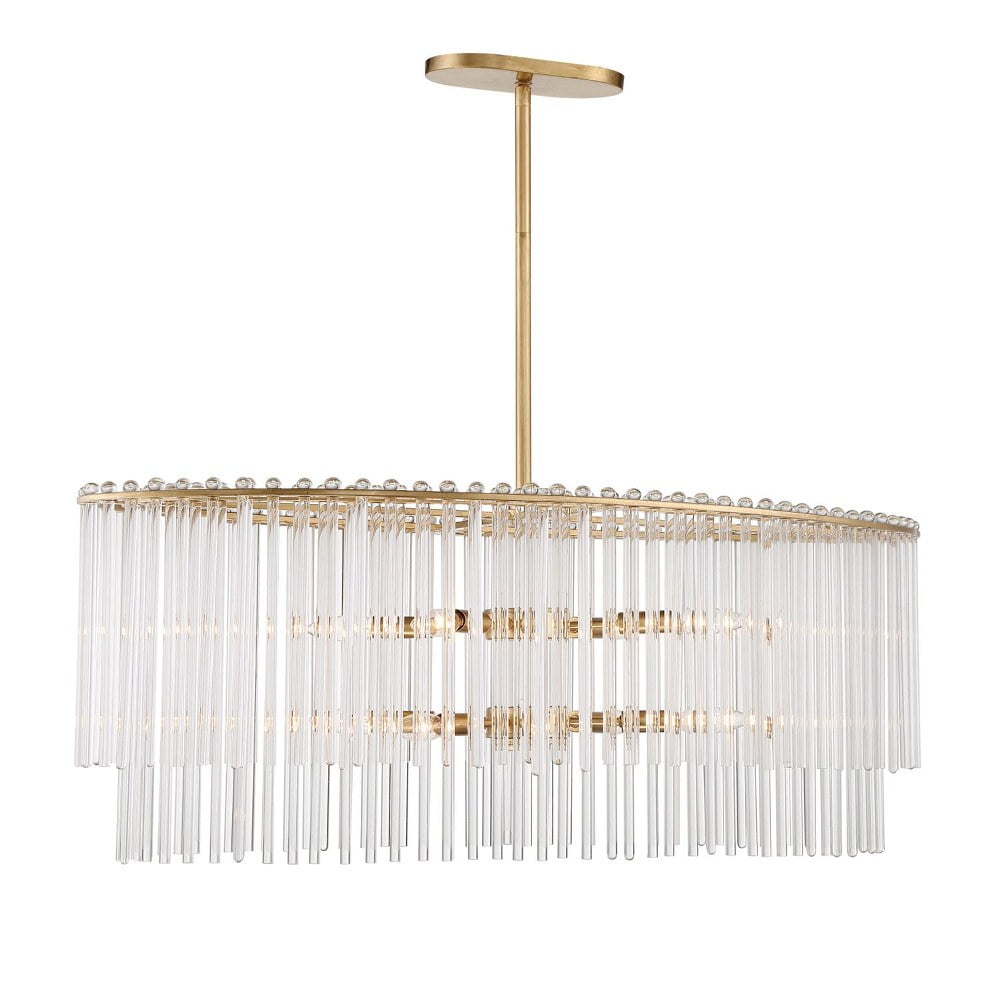 Antique Gold and Clear Glass 8-Light Candle Chandelier