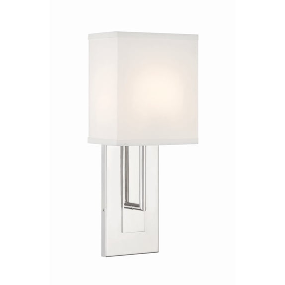 Crystorama Brent 1 Light Polished Nickel Sconce - 6.5"W x 15"H x 4"D