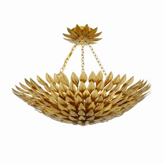 517-GA-Crystorama Lighting-Broche - Six Light Chandelier in Timeless Style - 24.5 Inches Wide by 11 Inches High-Antique Gold Finish