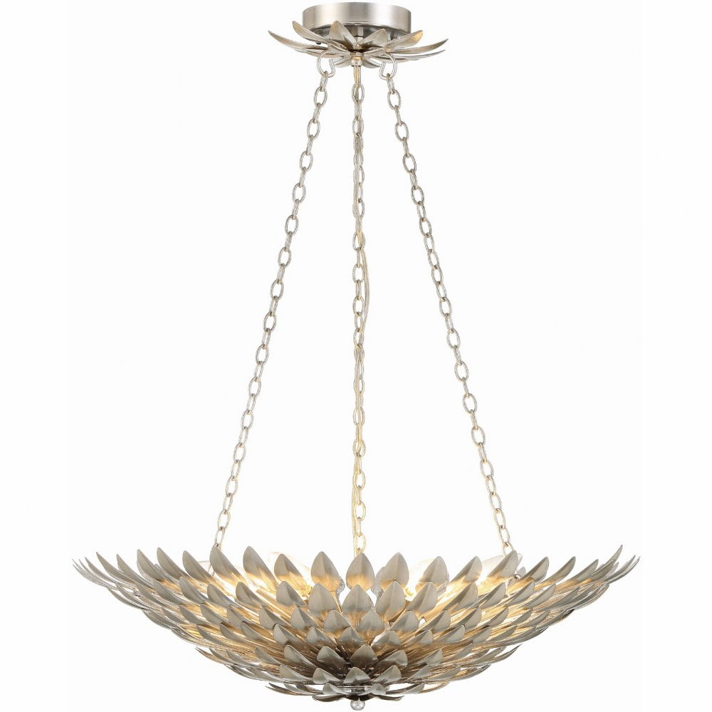 Antique Silver Mini Crystal 6-Light Chandelier