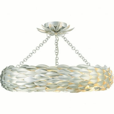 Crystorama Broche 6 Light Antique Silver Ceiling Mount - 24"W x 5"H x 24"D
