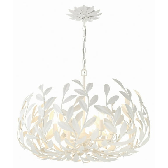 Crystorama Broche 6 Light Matte White Chandelier - 27"W x 19"H x 27"D