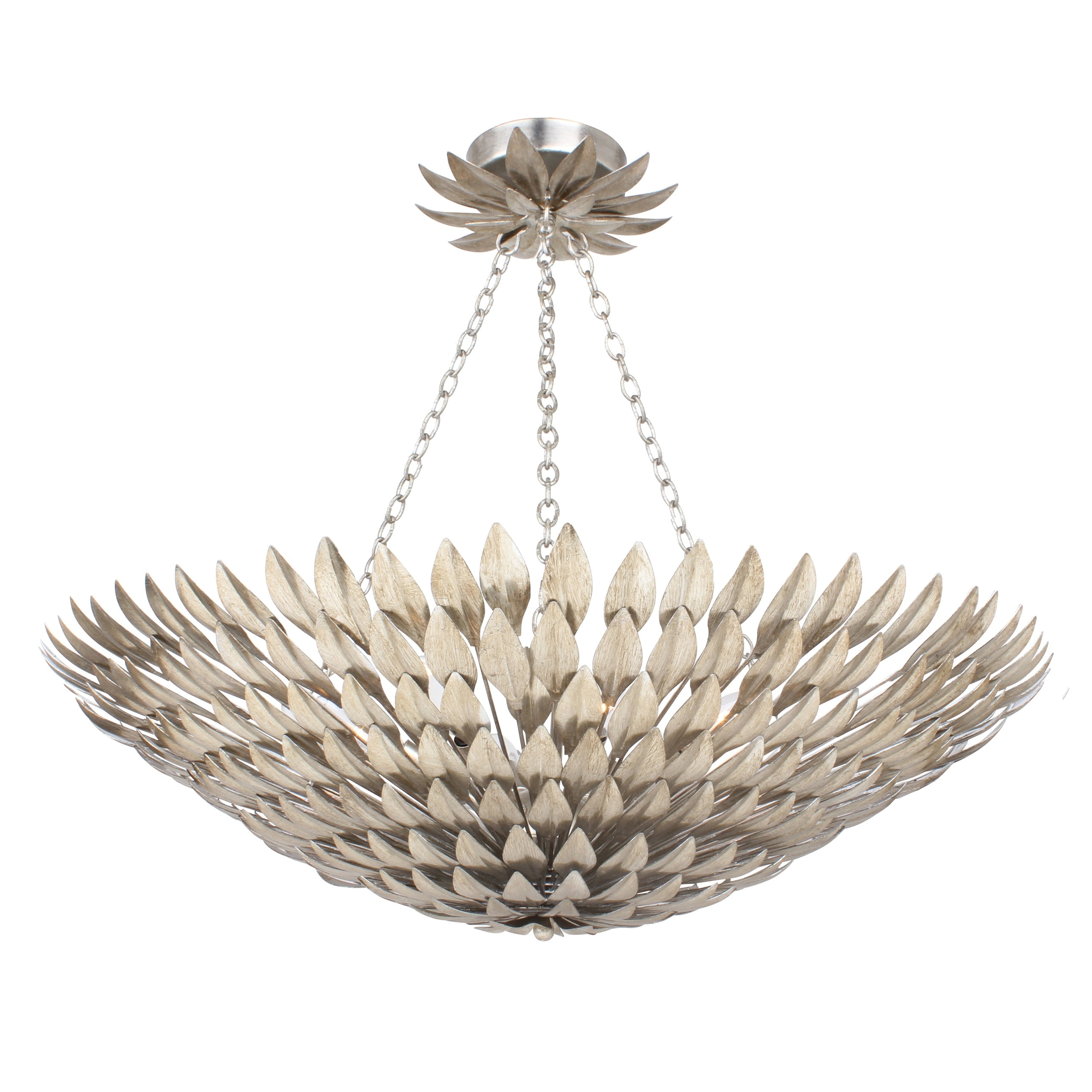 Antique Silver 30'' Crystal LED Ceiling Mount Chandelier