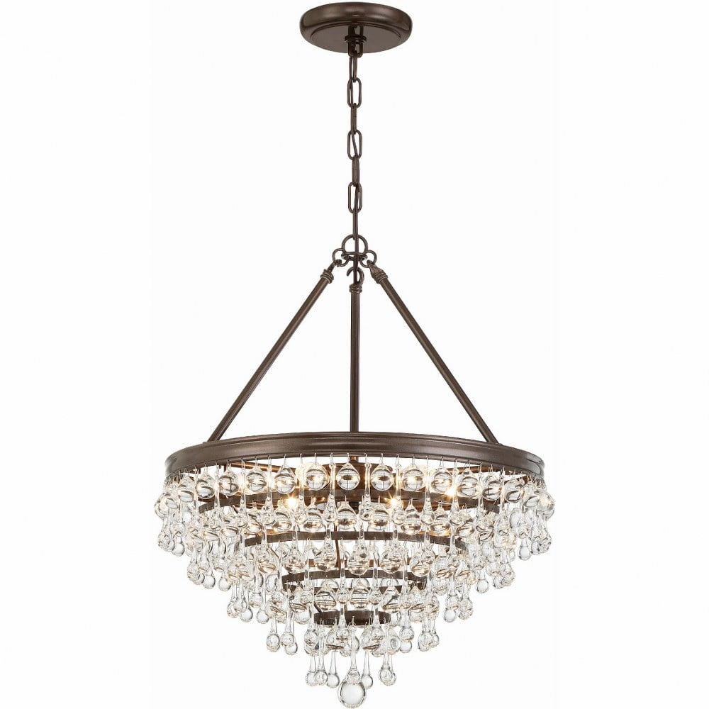 Vibrant Bronze 6-Light Chandelier with Crystal Drops and Balls