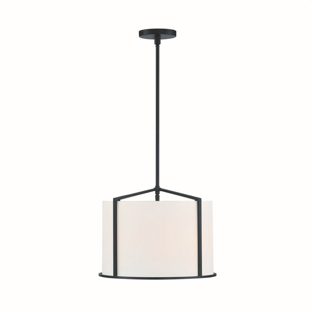Carlyn Mini Drum Silk Shade Black Pendant Light
