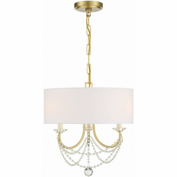 3 Light Mini Chandelier-16.5 Inches Tall And 15.75 Inches Wide-Aged Brass Finish    -Traditional Installation Crystorama Lighting Del-90803-Ag
