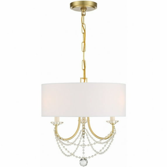 3 Light Mini Chandelier-16.5 Inches Tall And 15.75 Inches Wide-Aged Brass Finish -Traditional Installation Crystorama Lighting Del-90803-Ag
