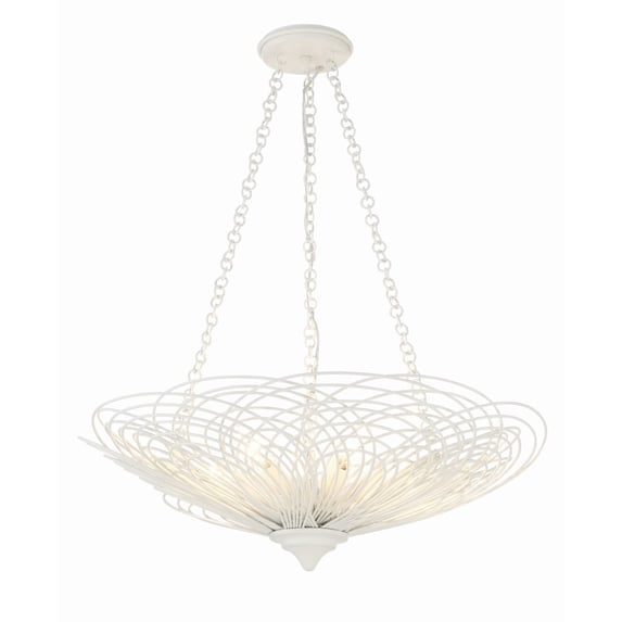 Crystorama Doral 6 Light Matte White Chandelier - 24"W x 10"H x 24"D