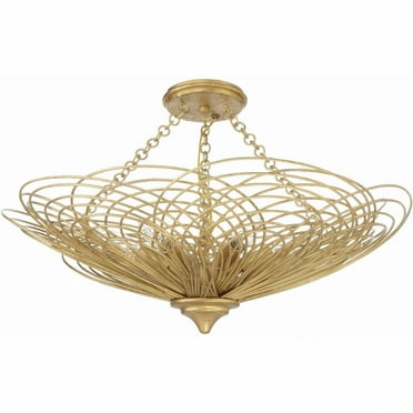 Crystorama Doral 6 Light Renaissance Gold Semi Flush Mount - 24"W x 10"H x 24"D