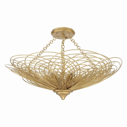 Crystorama Doral 6 Light Renaissance Gold Semi Flush Mount - 24"W x 10"H x 24"D
