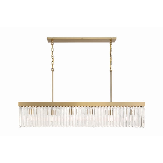 Crystorama Emory 6 Light Modern Gold Linear Chandelier - 49''W x 23.75''H x 7.25''D