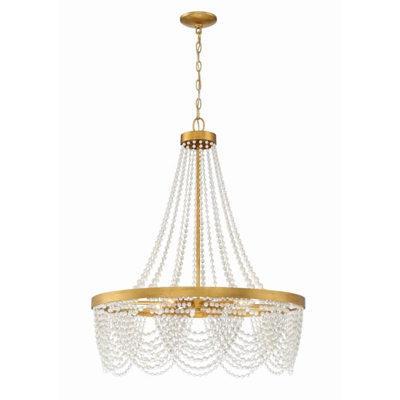 Fiona 4 Light Antique Gold Chandelier with Clear Beads
