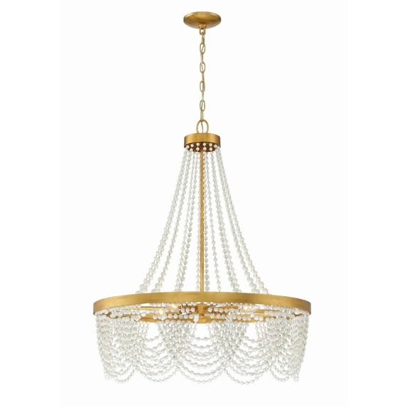 Fiona 4 Light Antique Gold Chandelier with Clear Beads