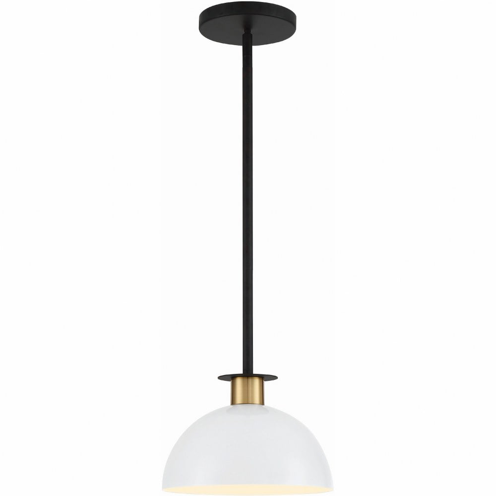 Gigi Mini Pendant in Matte Black and Aged Brass with White Shade