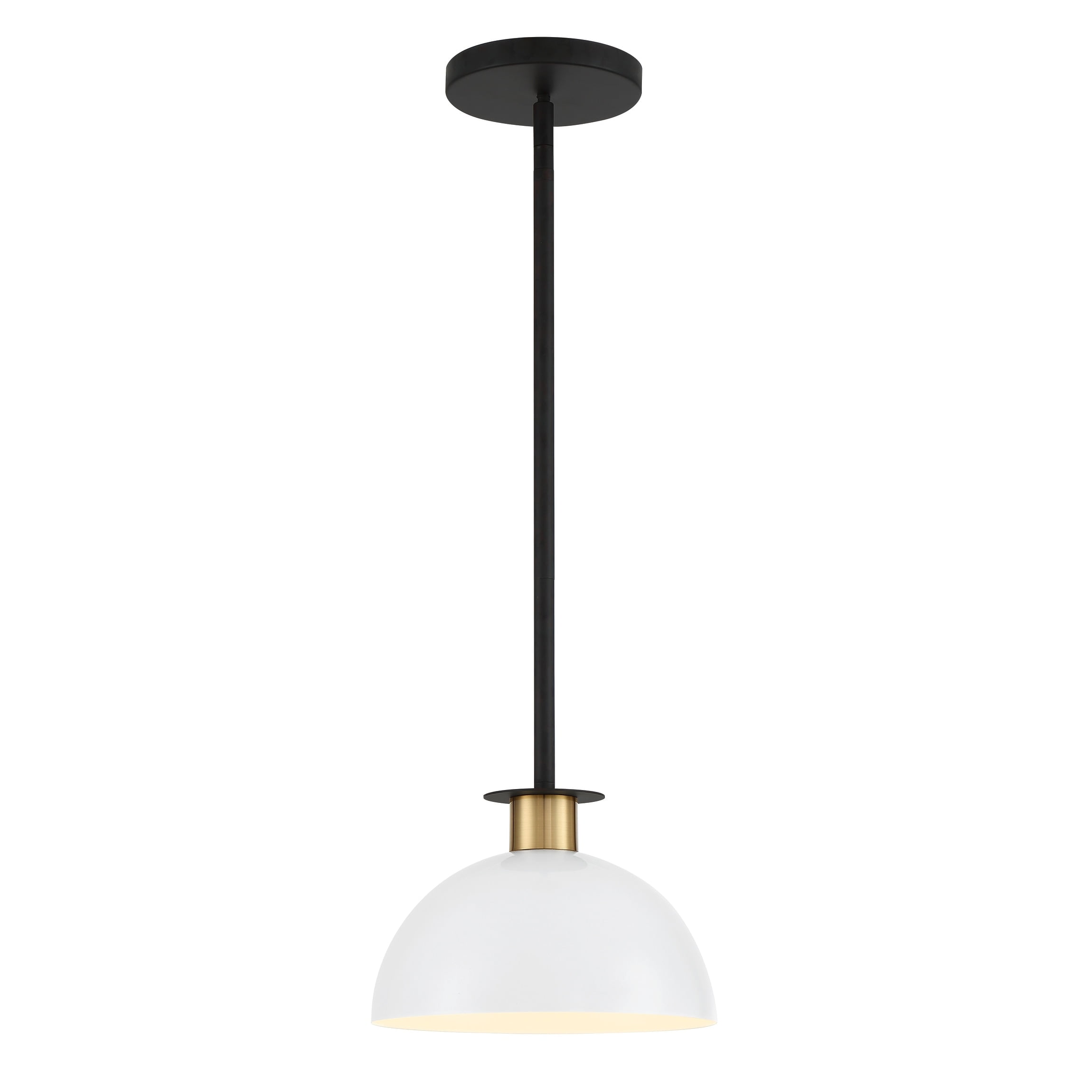 Gigi Mini Pendant in Matte Black and Aged Brass with White Shade