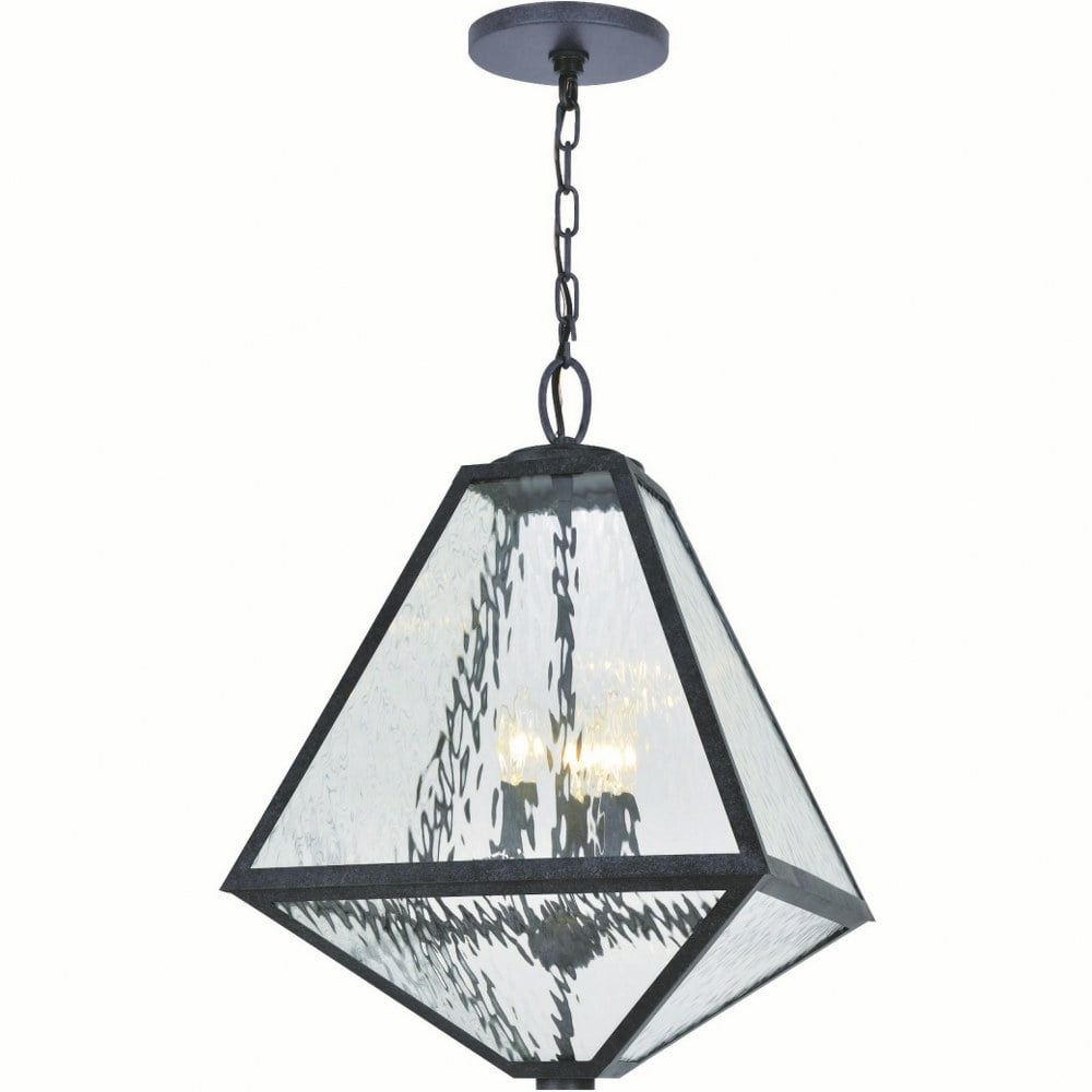 Black Charcoal Outdoor Chandelier with White Glass Panels