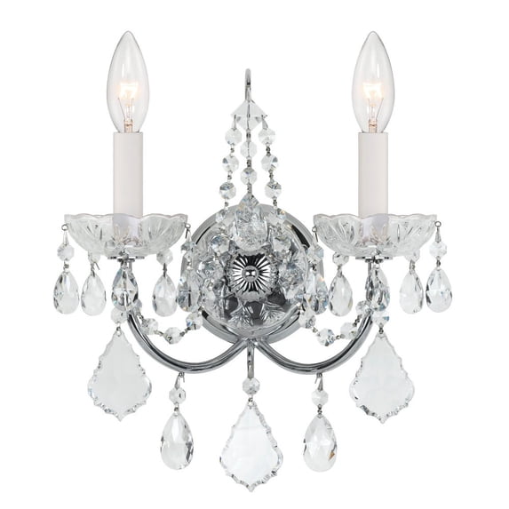 Crystorama Imperial 2 Light Spectra Crystal Chrome Sconce - 12'' W x 14'' H x 5'' D