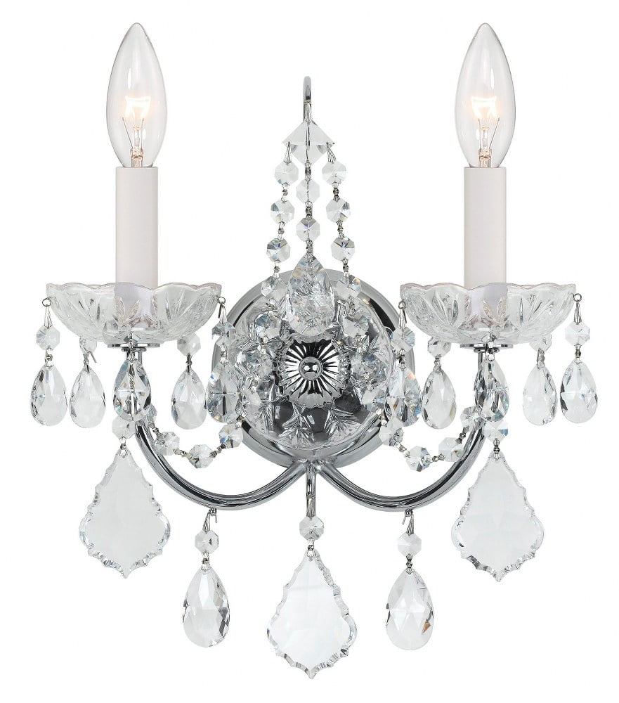 Imperial Elegance 2-Light Polished Chrome Sconce with Swarovski Crystals