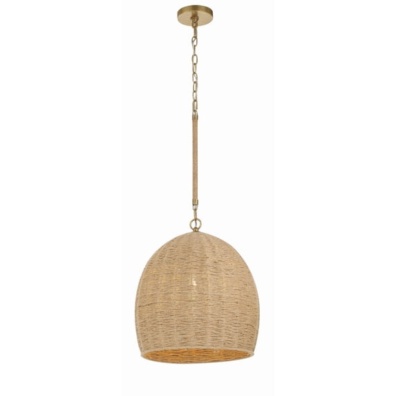 Crystorama Jace 1 Light Soft Gold Pendant - 15"W x 17"H