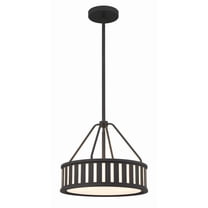 Crystorama Kendal 3 Light Black Forged Pendant - 15.5"W x 13.75"H