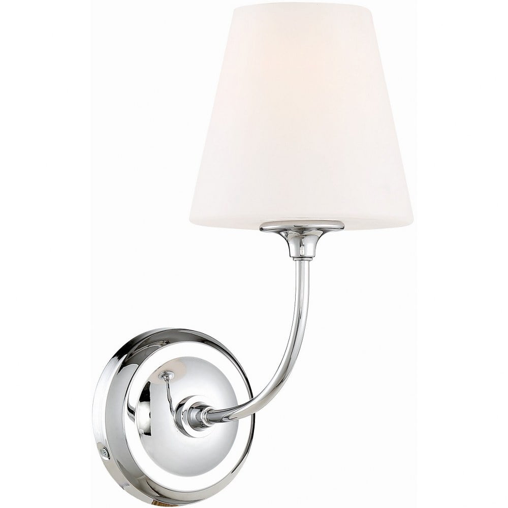 Sylvan Polished Chrome 1-Light Wall Sconce with White Glass Shade