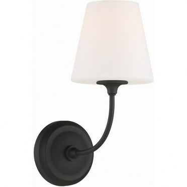 Crystorama Lighting 2441-OP-BF Sylvan - 1 Light Wall Mount   Black Forged Finish with White Glass