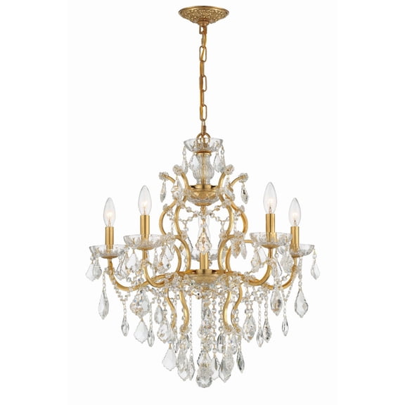 4455-GA-CL-MWP Crystorama Lighting Filmore - Six Light Chandelier-Hand Cut Crystal Type-Antique Gold Finish   -Traditional Installation