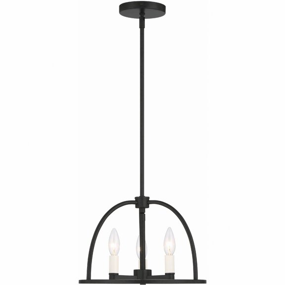 ABB-3003-BK Crystorama Lighting Abbott - 3 Light Chandelier-Black Finish