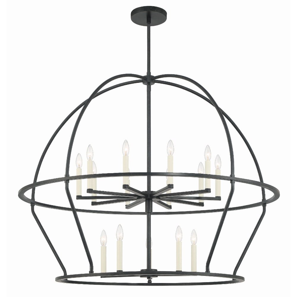 Abbott Black Steel 15-Light Farmhouse Chandelier