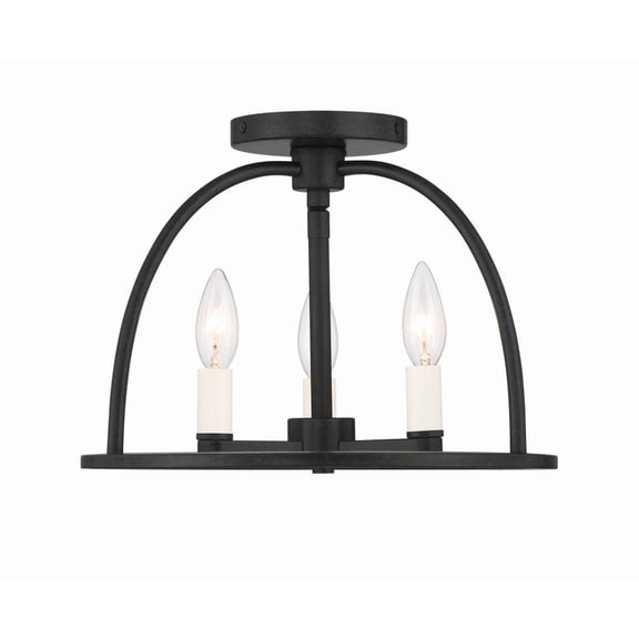 ABB-3003-BK_CEILING Crystorama Lighting Abbott - 3 Light Flush Mount-Black Finish