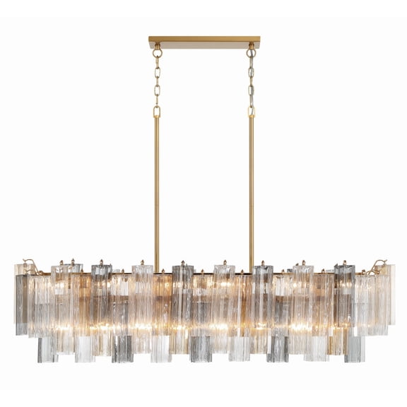 ADD-317-AG-AU Crystorama Lighting Addis - 14 Light Chandelier-14.25 Inches Tall and 51.75 Inches Wide-Aged Brass Finish-Autumn Glass Color