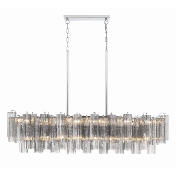 ADD-317-CH-SM Crystorama Lighting Addis - 14 Light Chandelier-14.25 Inches Tall and 51.75 Inches Wide-Polished Chrome Finish-Smoke Glass Color