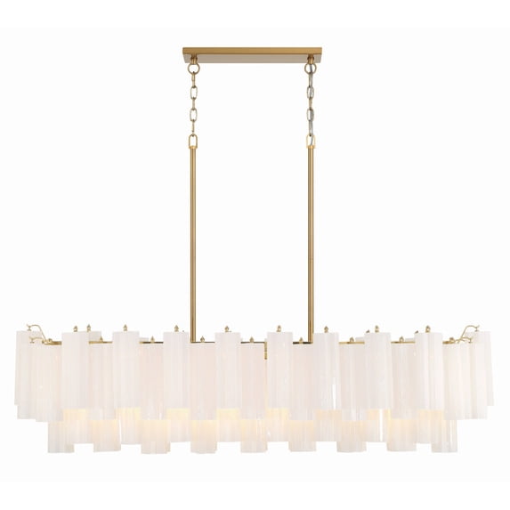 ADD-317-AG-WH Crystorama Lighting Addis - 14 Light Chandelier-14.25 Inches Tall and 51.75 Inches Wide-Aged Brass Finish-White Glass Color