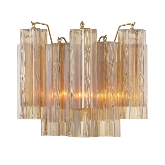 ADD-302-AG-AM Crystorama Lighting Addis - 2 Light Wall Mount-11.75 Inches Tall and 14.5 Inches Wide-Aged Brass Finish-Amber Glass Color