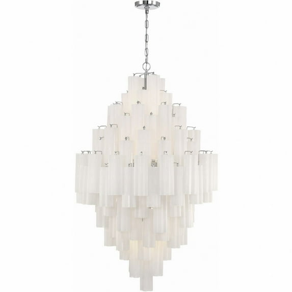 ADD-319-CH-WH-Crystorama Lighting-Addis - 20 Light 5-Tier Chandelier-50.5 Inches Tall and 31.5 Inches Wide-Polished Chrome Finish-White Glass Color