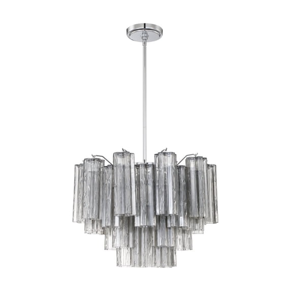 ADD-306-CH-SM Crystorama Lighting Addis - 6 Light Chandelier-14 Inches Tall and 19.75 Inches Wide-Polished Chrome Finish-Smoke Glass Color
