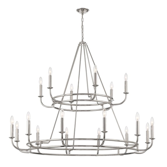 BAI-A2109-PN Crystorama Lighting Bailey - 18 Light Chandelier-39 Inches Tall and 48 Inches Wide-Polished Nickel Finish -Traditional Installation