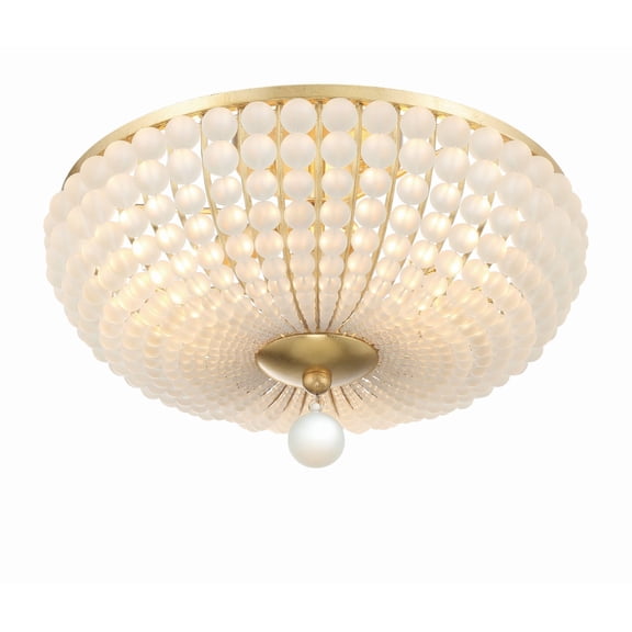 Crystorama Lighting Bella 3 Light Antique Gold Ceiling Mount - 15.75"W x 10.25"H