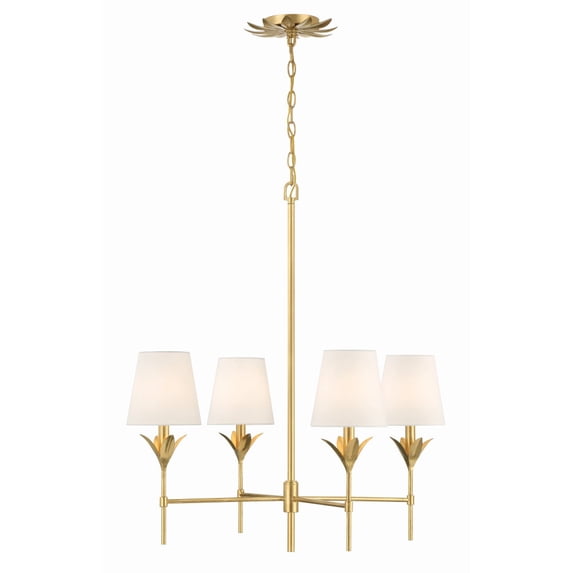 534-GA Crystorama Lighting Broche - 4 Light Chandelier In Traditional Style-28 Inches Tall and 28 Inches Wide-Antique Gold Finish -Traditional
