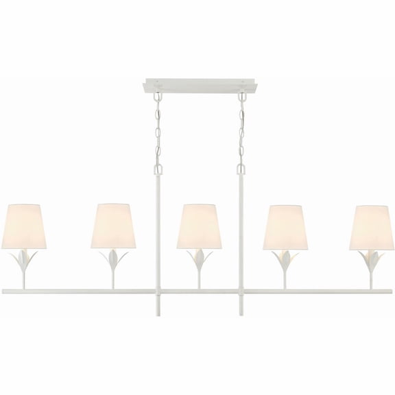 537-MT Crystorama Lighting Broche - 5 Light Chandelier In Modern Style-21 Inches Tall and 53.5 Inches Wide-Matte White Finish