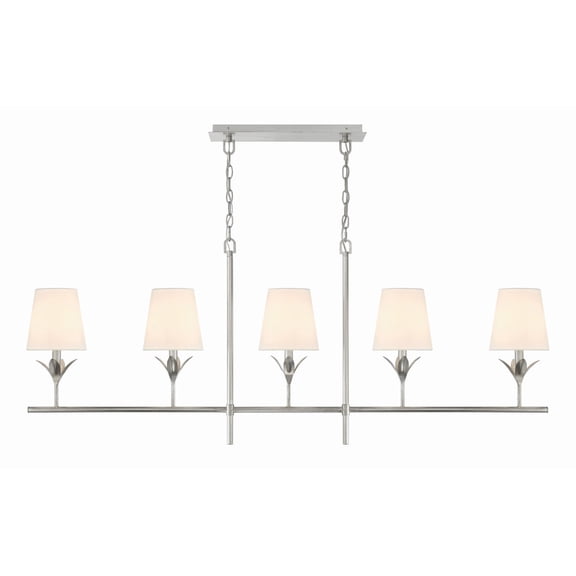 537-SA Crystorama Lighting Broche - 5 Light Chandelier In Modern Style-21 Inches Tall and 53.5 Inches Wide-Antique Silver Finish