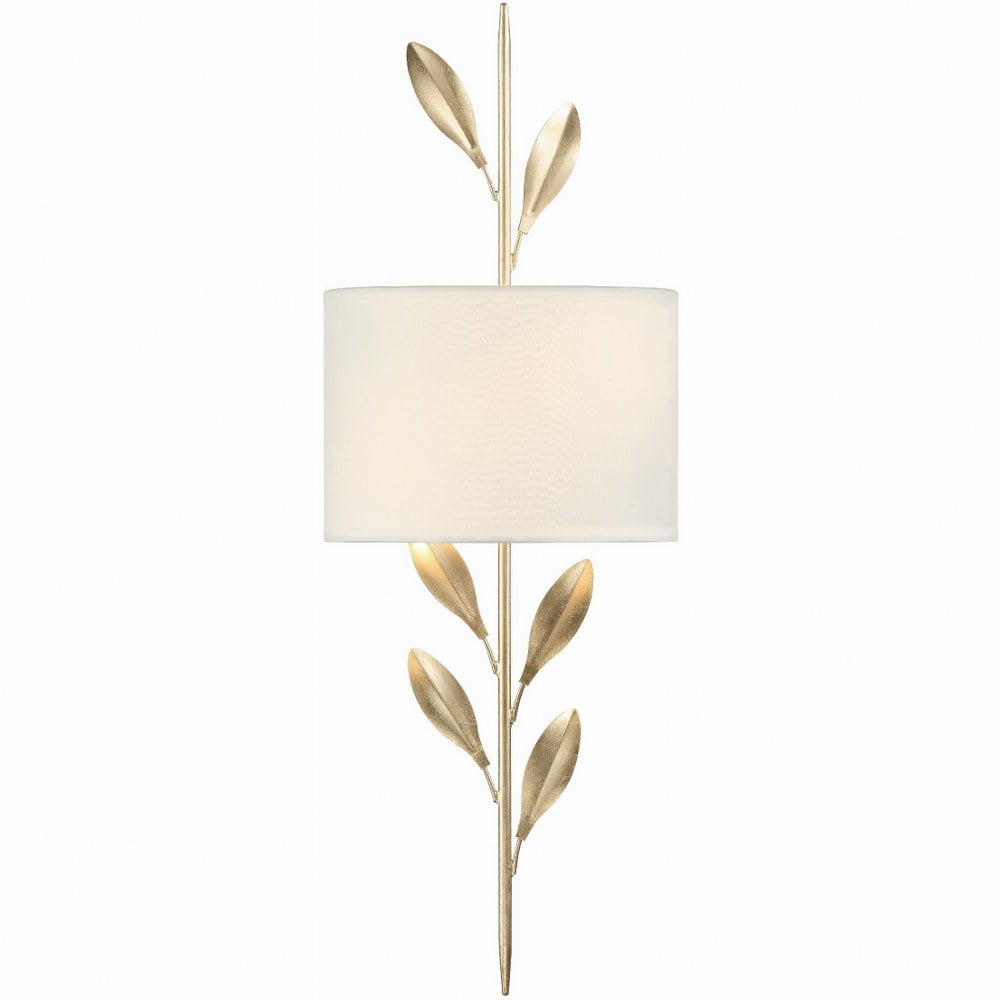 Antique Gold 2-Light Sconce with Silk Shade