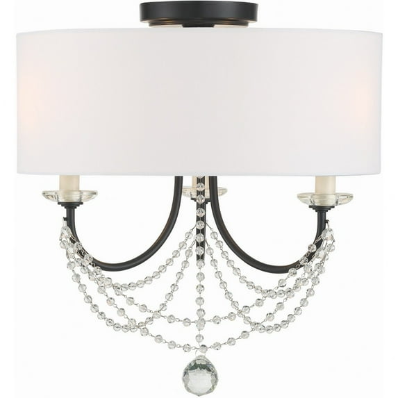 Crystorama Lighting Delilah 3 Light Matte Black Ceiling Mount - 15.75"W x 15.5"H