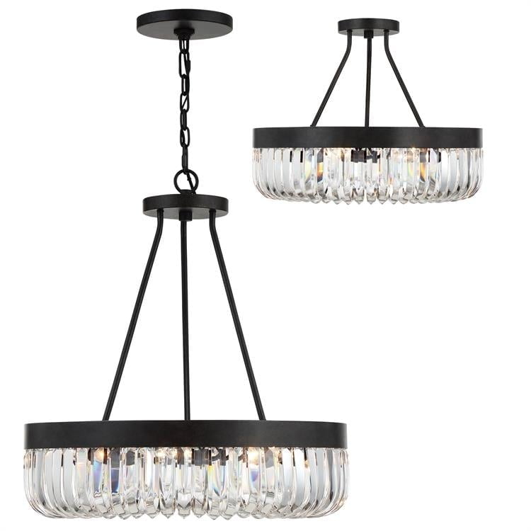 Charcoal Bronze 8-Light Chandelier with Clear Glass Beads