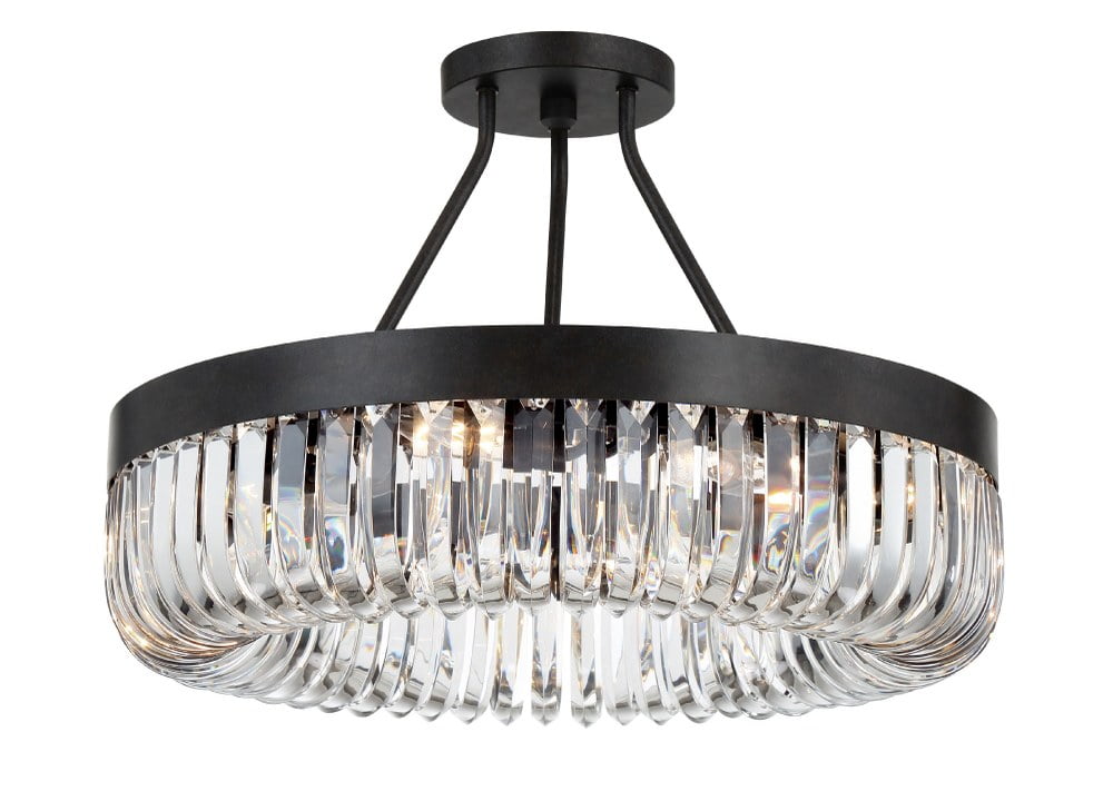 Charcoal Bronze 8-Light Chandelier with Clear Glass Beads