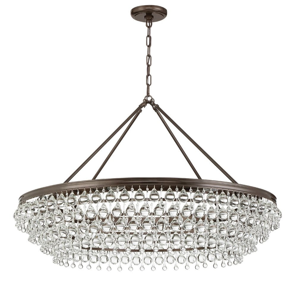 Vibrant Bronze 8-Light Chandelier with Clear Crystal Drops