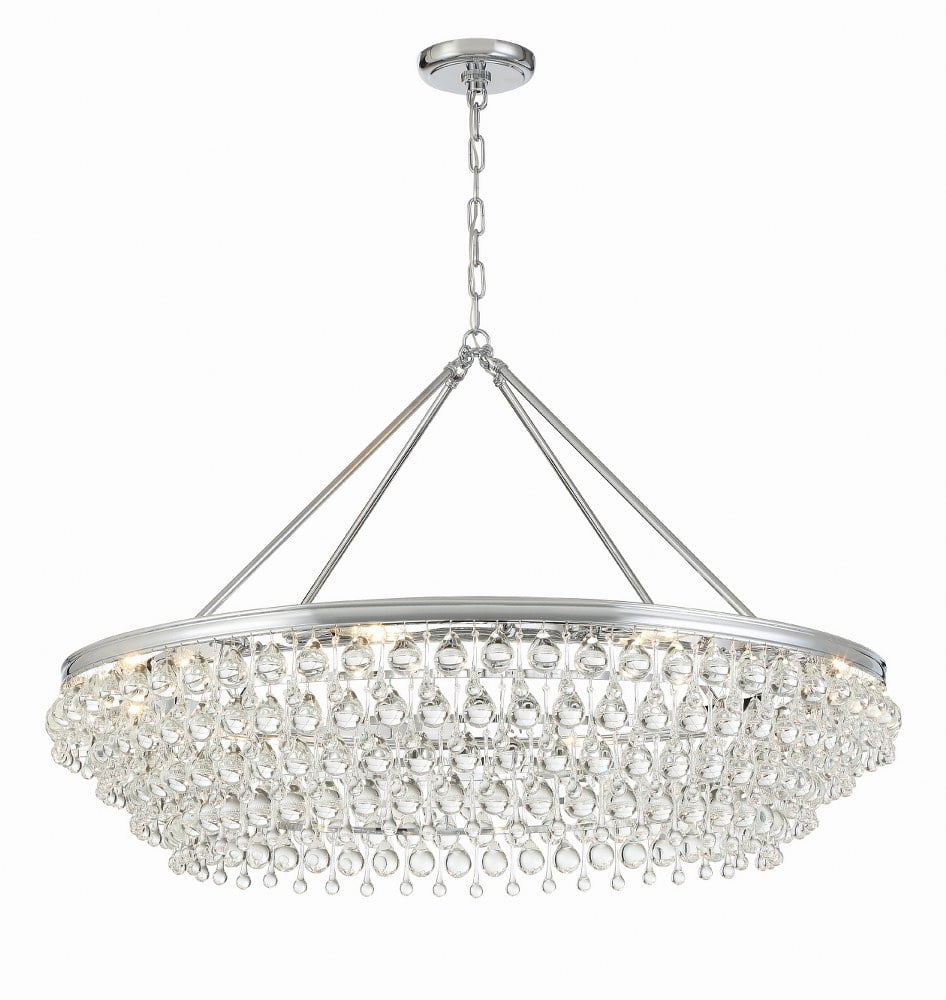 Polished Chrome and Crystal 8-Light Chandelier