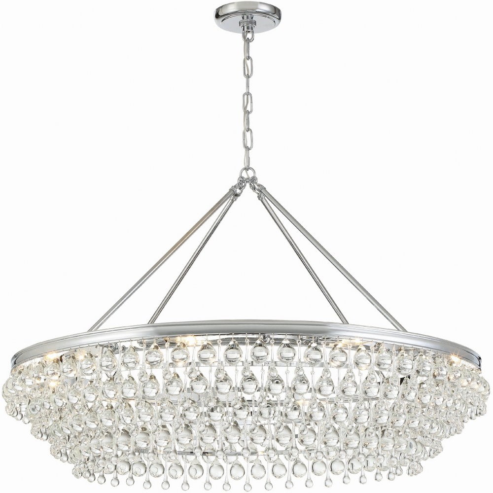 Polished Chrome and Crystal 8-Light Chandelier